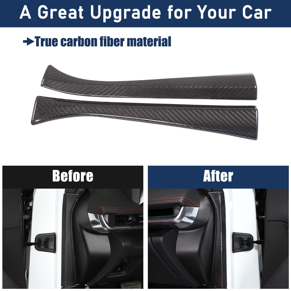 Real Carbon Fiber Inner Interior Door Pillar Trim For Corvette C8 2020+ 20
