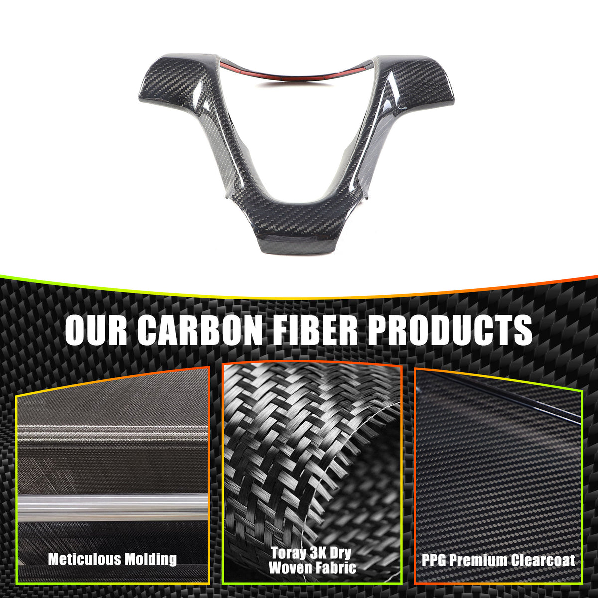 Real Carbon Fiber Interior Steering Wheel Cover Trim For Benz Smart Fortwo 09-15 9