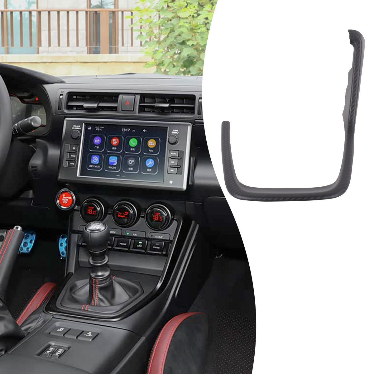 Matte Real Carbon Fiber Center Console Gear Frame For Subaru BRZ Toyota GR86 22+ 11