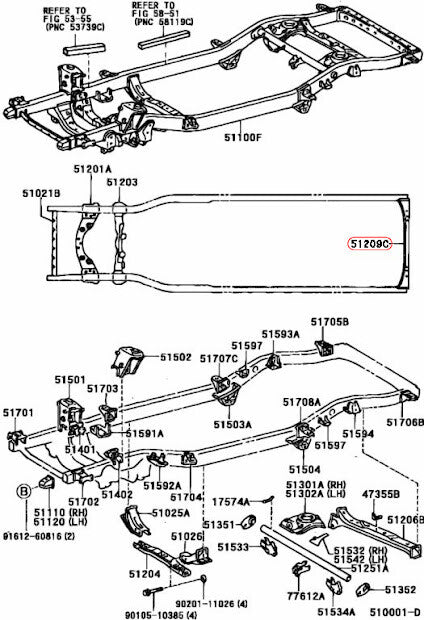 Toyota Genuine LAND CRUISER 90 Crossmember Sub assy Rear frame 51209-60150 OEM 3