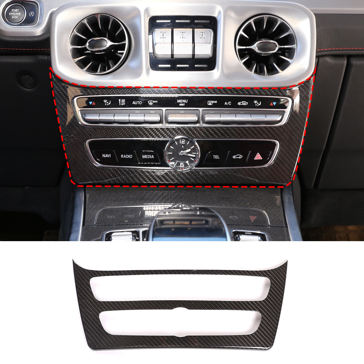 Carbon Fiber Center Console Mode Frame Trim Cover For Benz G Class W463 2019-20 1