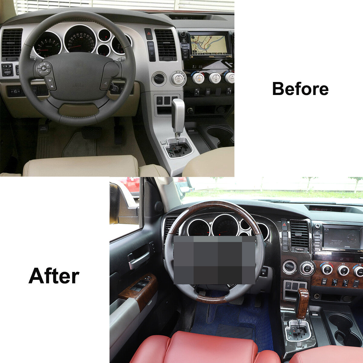 ABS Carbon Fiber Interior Dash Trim Kits Set Frame For Toyota Tundra 2007-2013 3