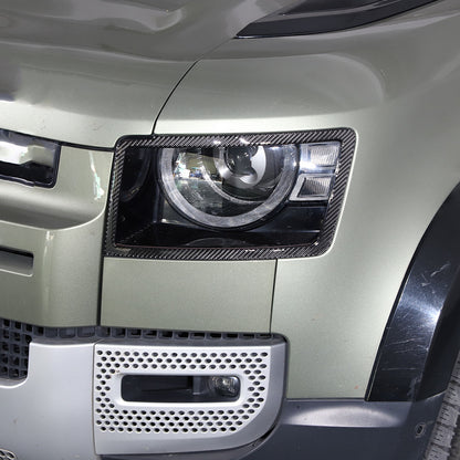 Carbon fiber Front headlight lamp cover Trim For Land Rover Defender 90 110 20+ 3