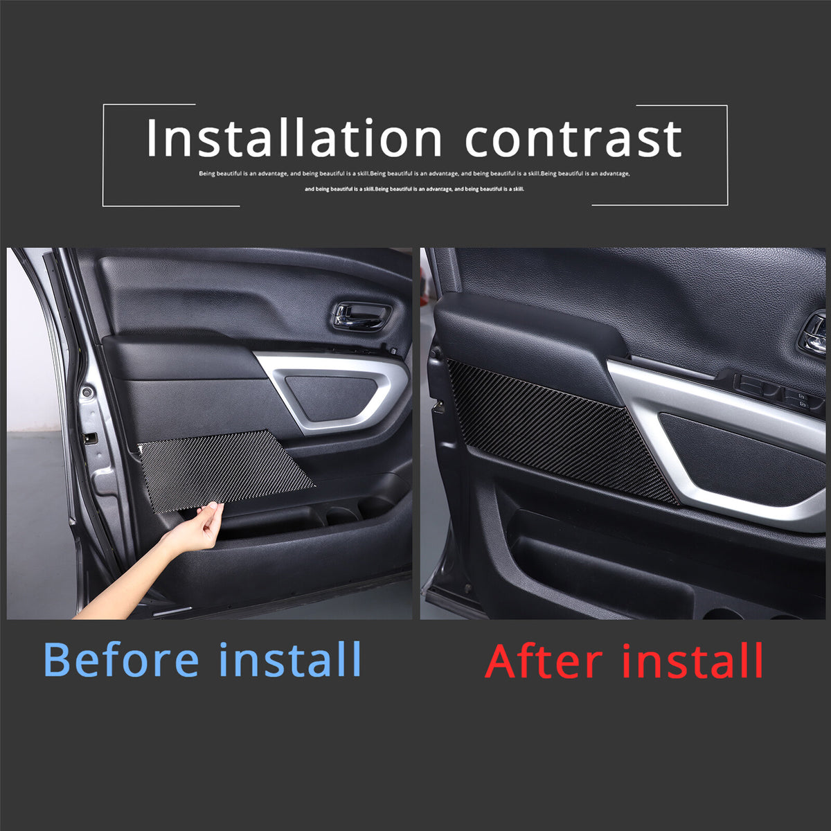 Carbon Fiber Inner Door Trim Panel Sticker For Nissan Titan 2016-23 10