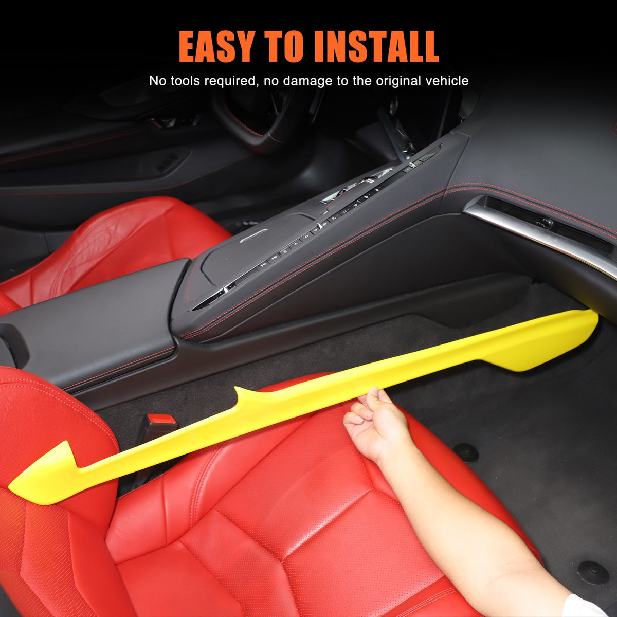 Yellow ABS Center Console Lower Armrest Box Panel Trim For Corvette C8 2020+ 8
