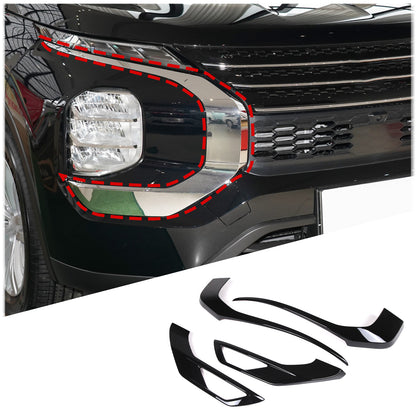 For Mitsubishi Outlander 2022 2023 Black Front Side Grille Molding Cover Trim 2