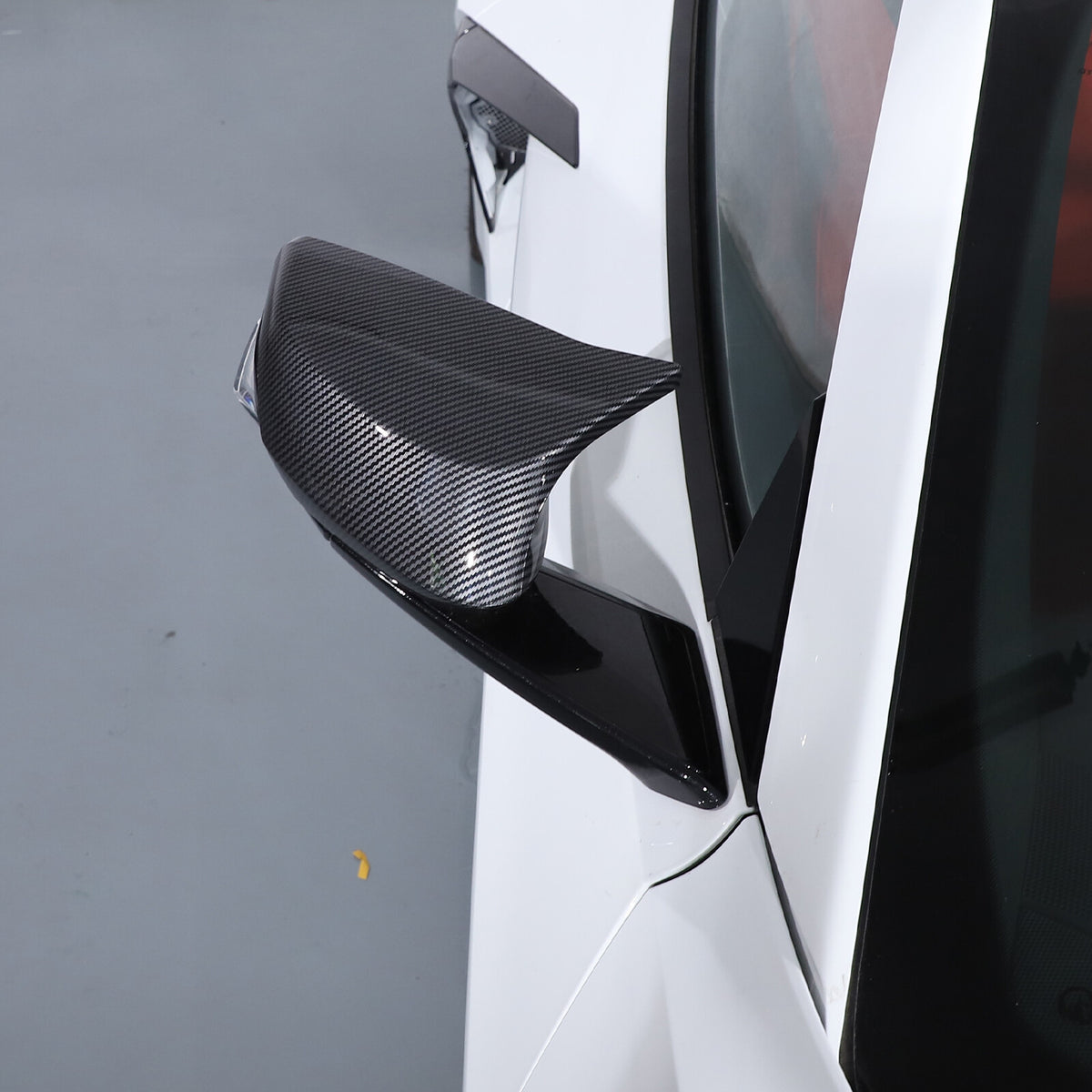 M Style Carbon Fiber Style Side Mirror Cover Caps Overlay For 20-26 Corvette C8 6