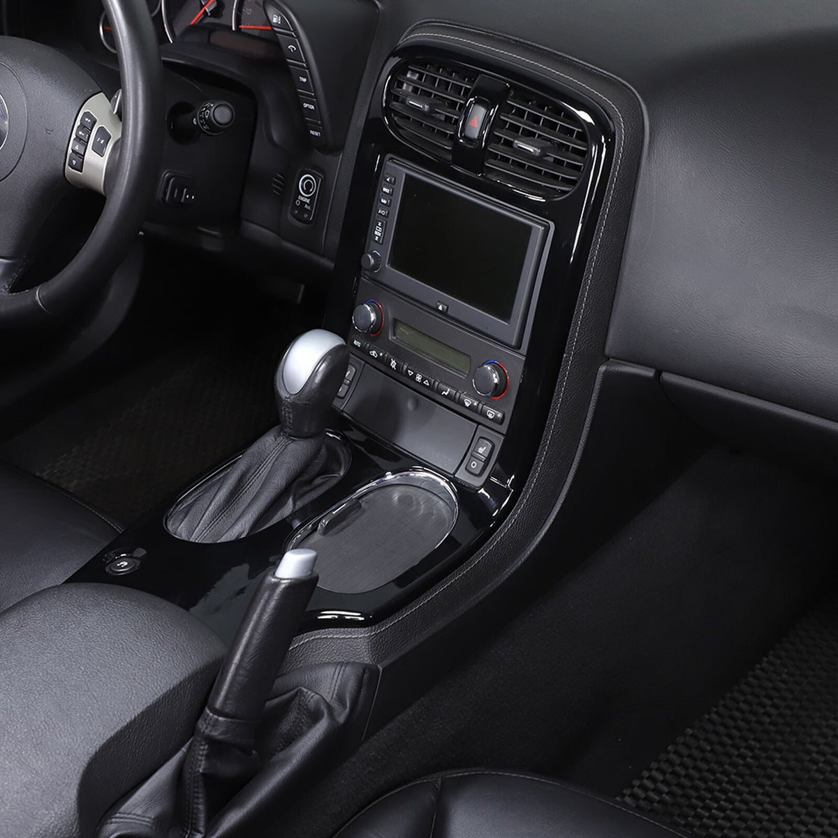 Glossy Black ABS Interior Full Center Console Trim Set For Corvette C6 2005-13 4
