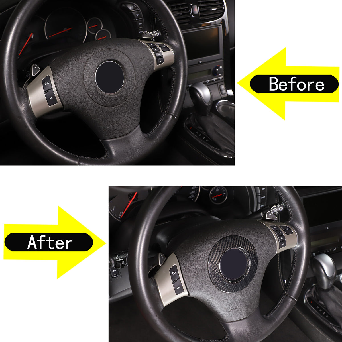 Real Carbon Fiber Steering Wheel Center Logo Ring Cover For 2005-13 Corvette C6 4