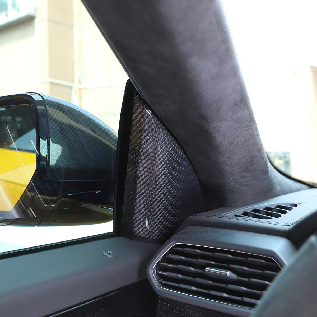 Real Carbon Fiber Inner Triangle A Pillar Trim For Lamborghini URUS 18-23 US 4
