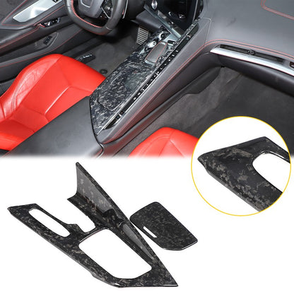 Forged Real Carbon Fiber Center Gear Shift Panel Trim For Corvette C8 2020+ 1