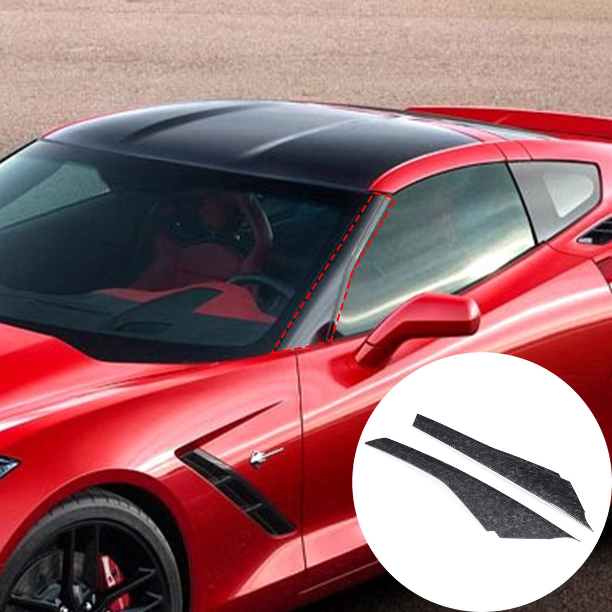 Real Forged Carbon Fiber A-pillar Panel Sticker Trim For Corvette C7 2014-2019 10