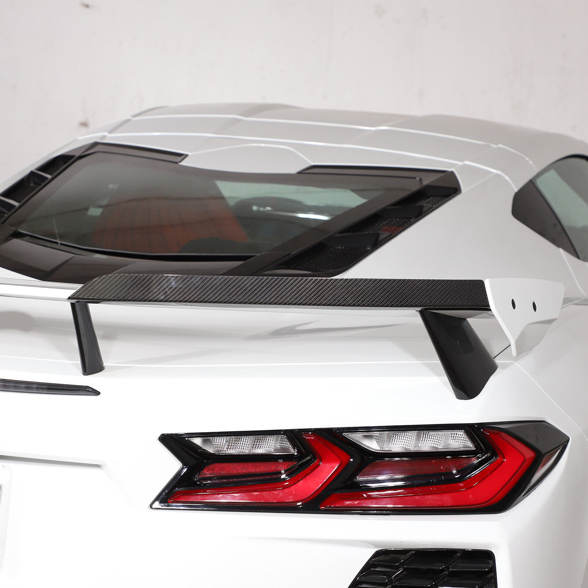 Real Carbon Fiber High Wing Spoiler Add-On Wickers Bill Pair For Corvette C8 20+ 8