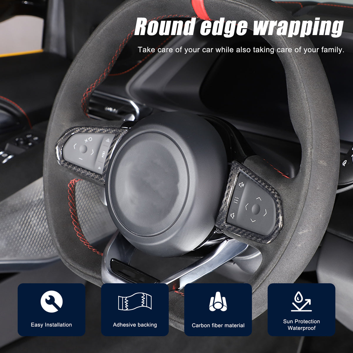 Real Carbon Fiber Steering Wheel Button Cover Trim For Lotus EMIRA 2021-25 US 8