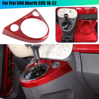 Red Real Carbon Fiber Center Gear Shift Panel Trim For Fiat 500 Abarth 595 10-22 1