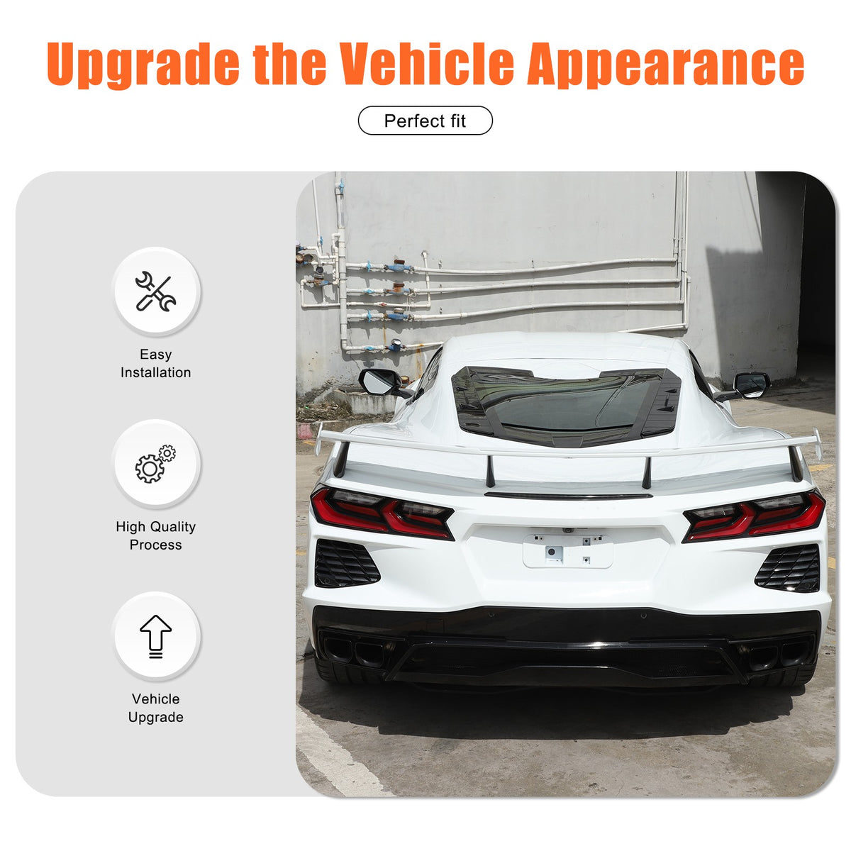 Piano Black ABS Rear Hatch Hood Wash Waterproof Seal Trim For Corvette C8 20+ US 9