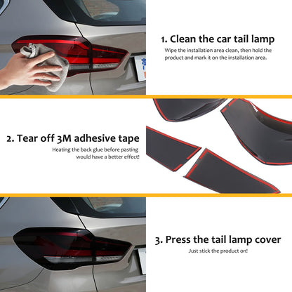 Smoked Black Rear Tail Light Guard Cover Trim Bezel For BMW X1 F48 20-22 US 4