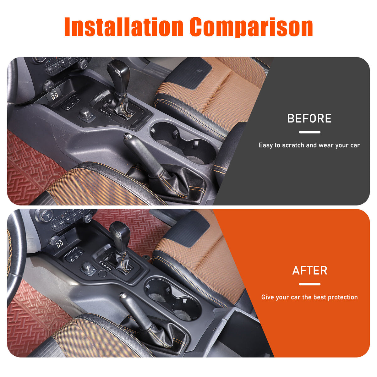 Carbon fiber color Button Gear Panel Cover For Ford Ranger 2015-2021 4