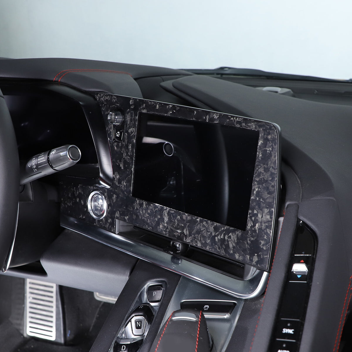 Forged Real Carbon Fiber Dashboard Navigation Srceen Frame Trim For Corvette C8 16