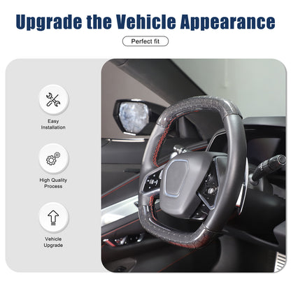 Real Honeycomb Carbon Fiber Steering Wheel Top Handle Cover Trim For C8 Corvette 14