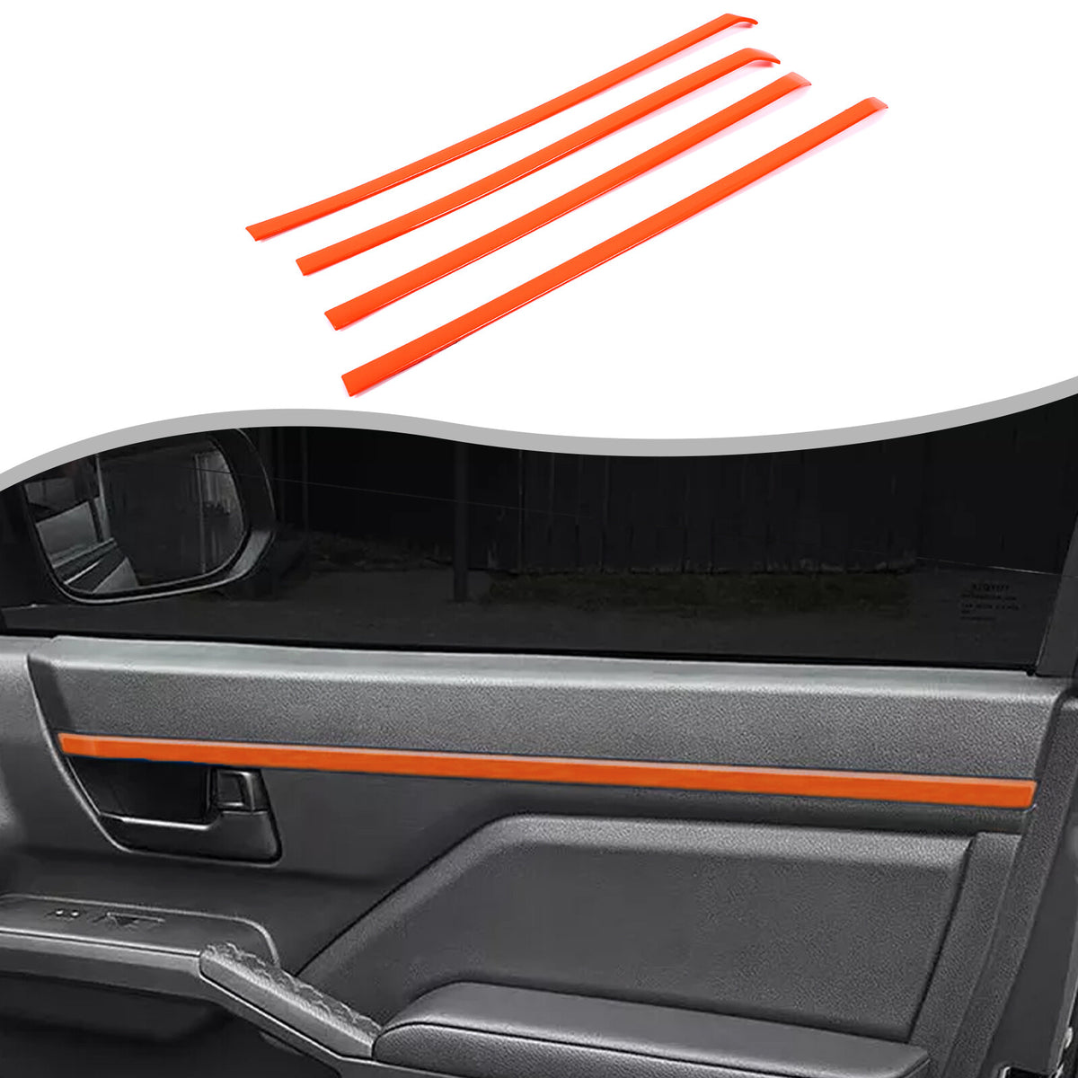 Orange ABS Interior Inner Door Panel Trim Strip For Toyota Tacoma 2024+ 1