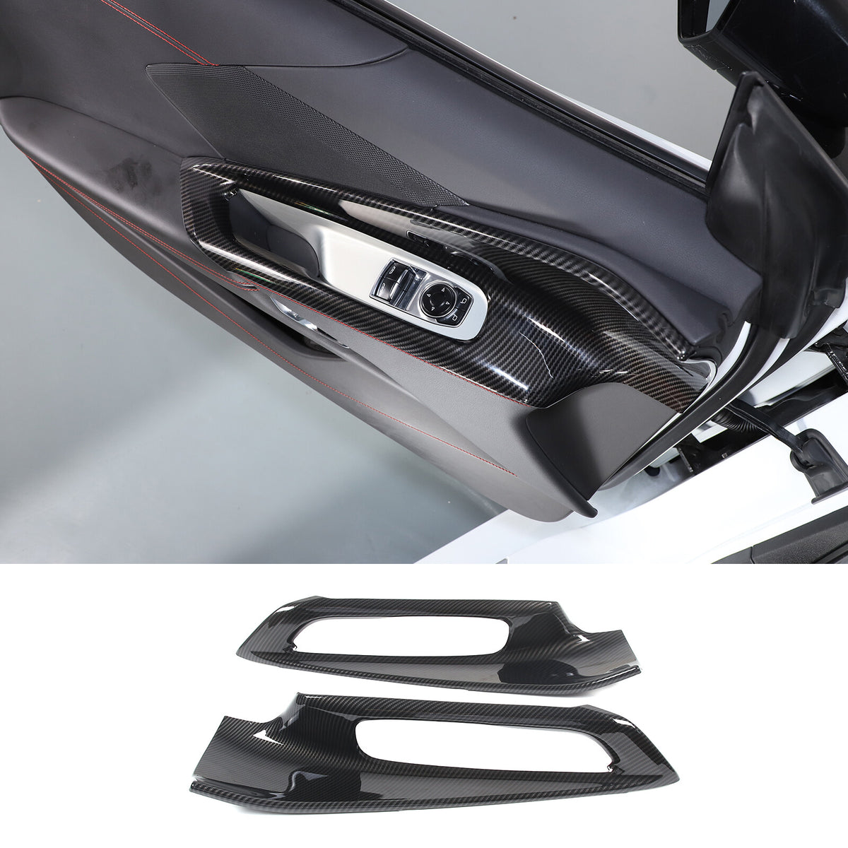 Carbon Fiber ABS Interior Door Panel Trim Cover Frame For Corvette C8 2020-2026 3