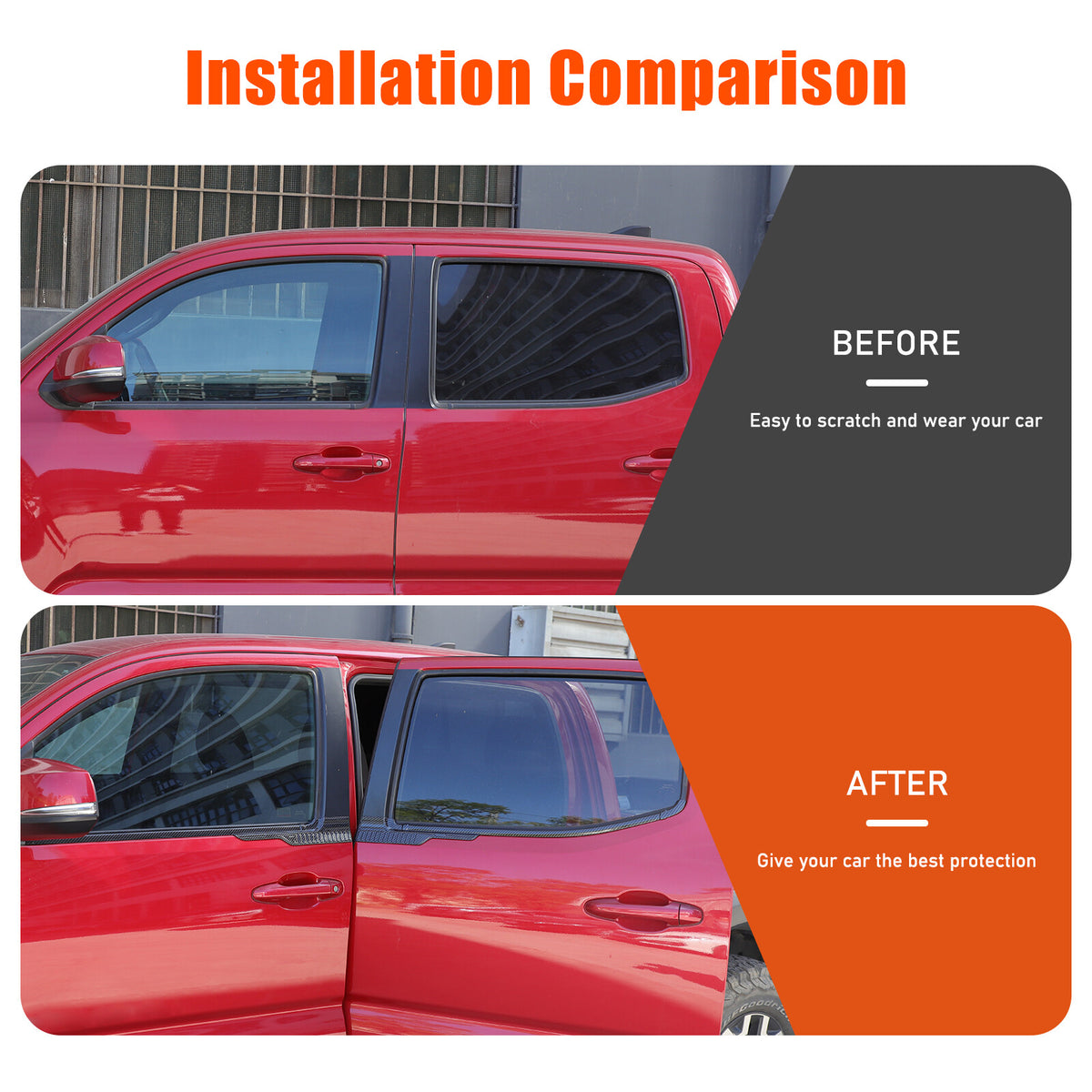 ABS Carbon Exterior Window Bottom Sill Trim Strip For Toyota Tacoma 2015-2022 US 8