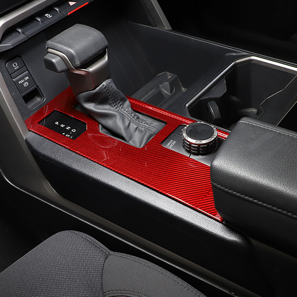 Red Real Carbon Fiber Center Console Gear Panel Cover for Toyota Tundra 2022-26 4