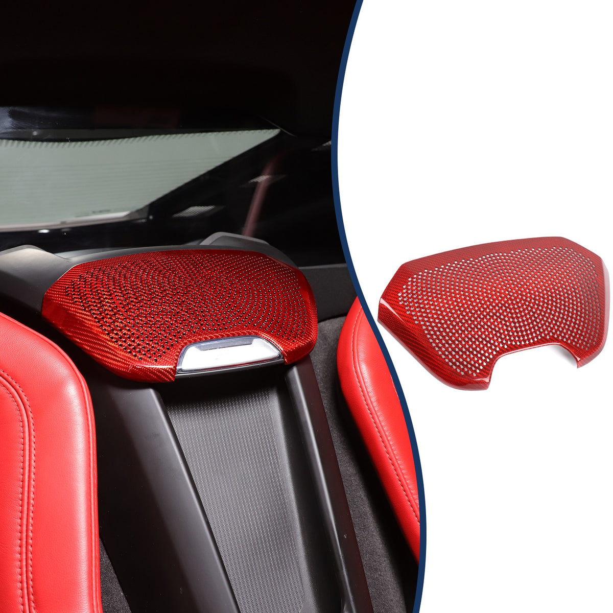 Red Real Carbon Fiber Rear Speaker Grille Trim For Corvette C8 1LT/2LT 2020+ 10