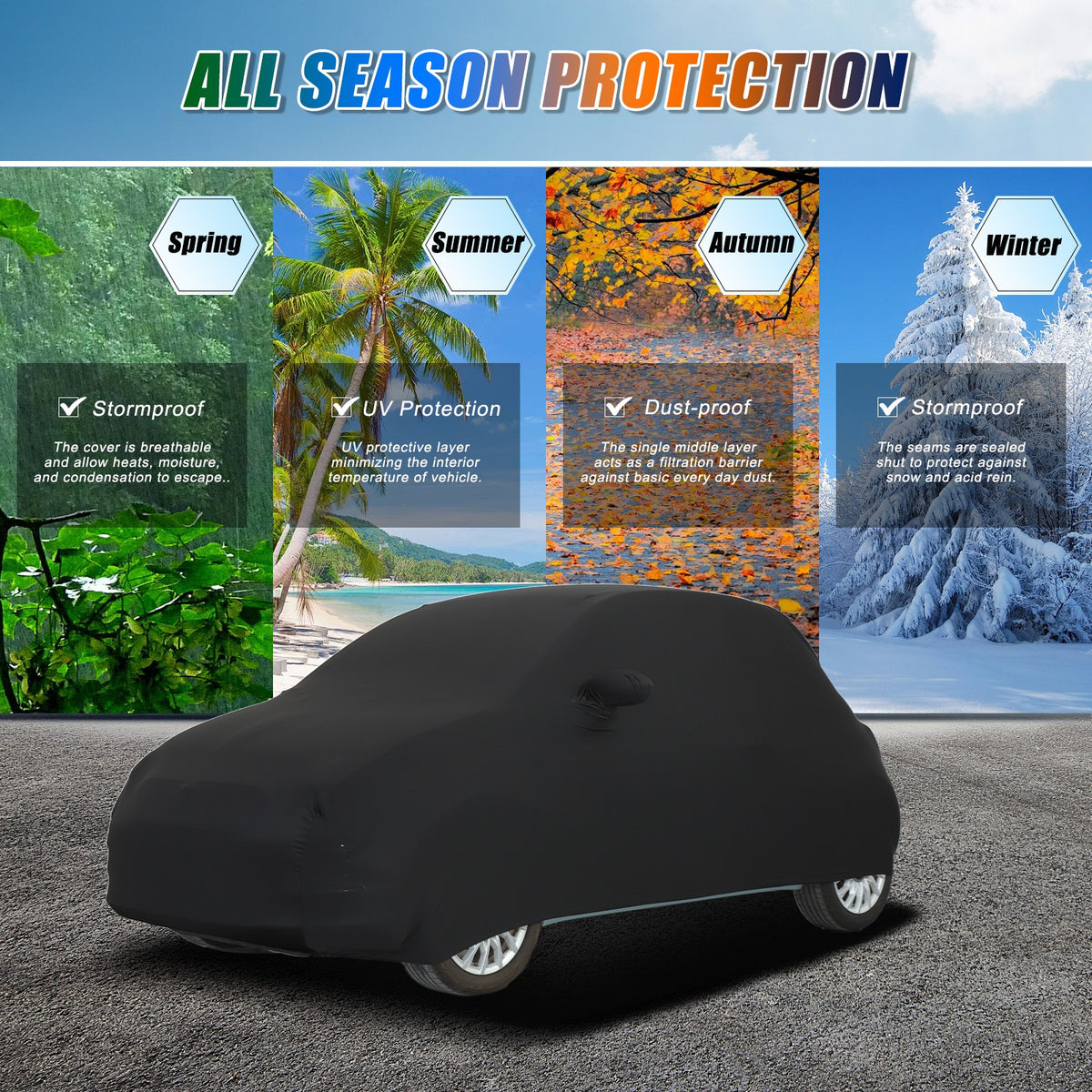 Car Protection Cover Waterproof Sun UV Snow Resistant For Fiat 500 2010-2022 US 3