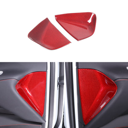 Red Carbon Fiber Dashboard Anti-collision Door Panel Trim Cover For Corvette C8 14