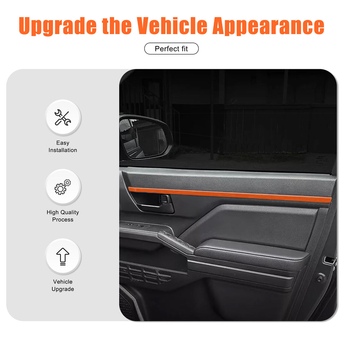 Orange ABS Interior Inner Door Panel Trim Strip For Toyota Tacoma 2024+ 17