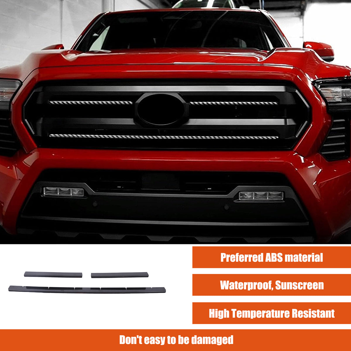 Carbon Fiber ABS Front Grille Grill Cover Molding Trim For Toyota Tacoma 2024 US 4