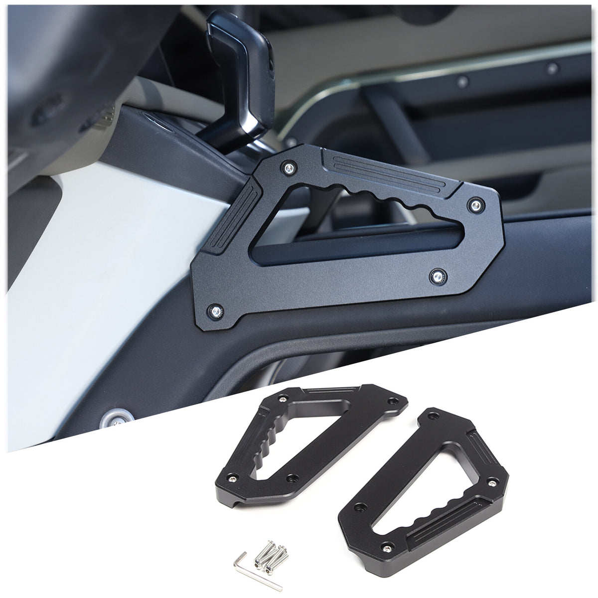 Black Alloy Door Pull Handle Armrest Panel Cover trim For LR Defender 2020-24 12