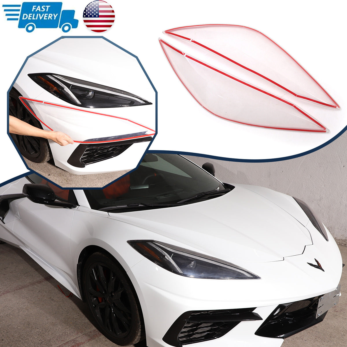 Clear Front Headlight Headlamp Lens Cover Shell Cap For Corvette C8 2020-2026 US 1