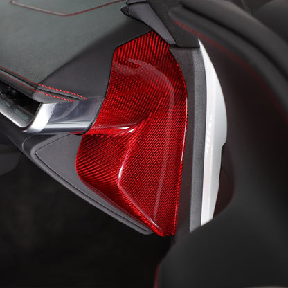 Red Real Carbon Fiber Dashboard Side Trim ForCorvette C8 Stingray Z06 Z51 2020+ 11