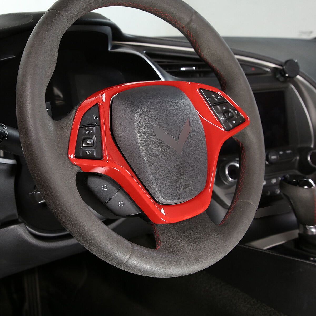 Sports Red ABS Interior Decoration Cover Trim Kit For Corvette C7 2014-19 - Styles 1-5 4