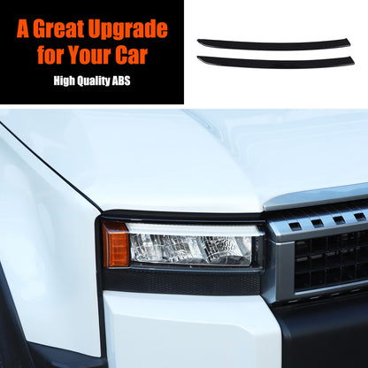 Glossy Piano Black Front Headlight Eyebrow Trim For Toyota Prado LC250 2024+ US 16