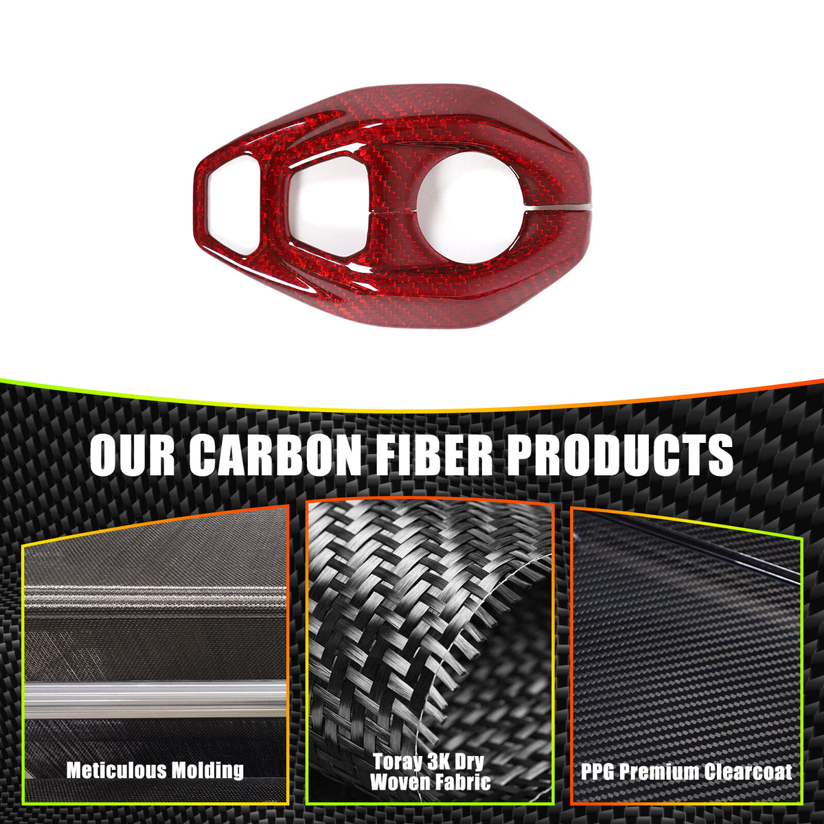 Red Real Carbon Fiber Console Gear Base Cover Trim For Lotus Emira V6 I4 2023-25 13