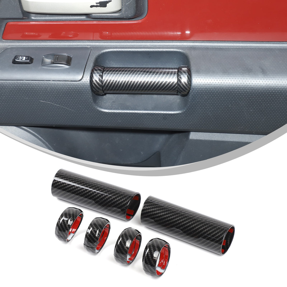 Carbon Fiber ABS Inner Door Handle Cover Trim For Toyota FJ Cruiser 2007-2021 2