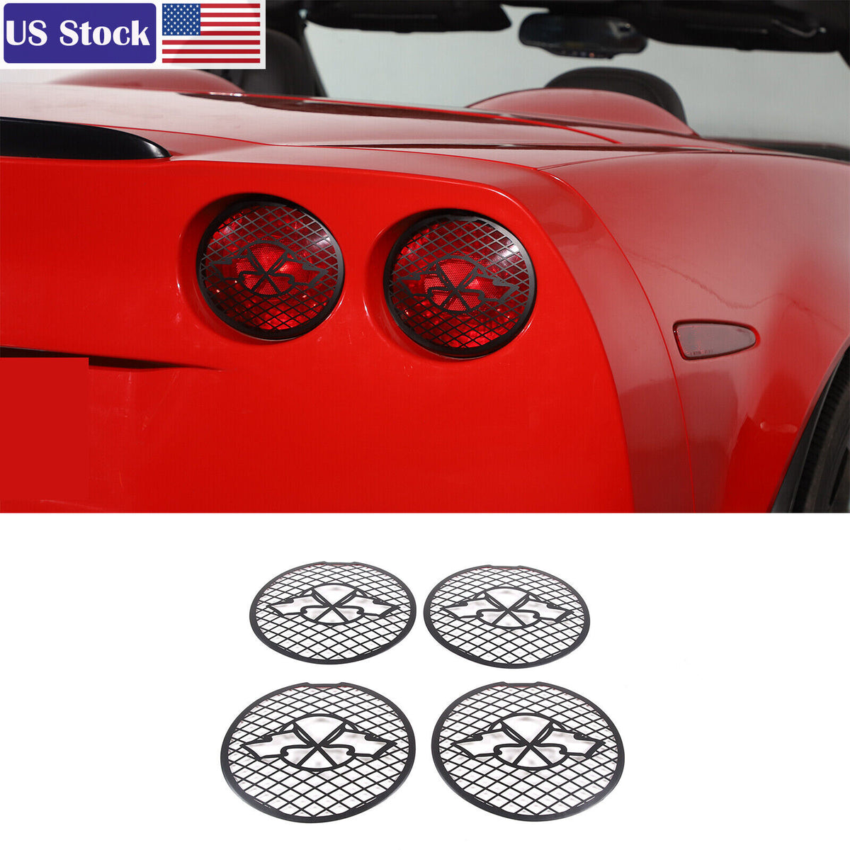 Black Stainless Steel Tail Light Trim Grills for Corvette C6 GS/Z0 /ZR1 05-13 US 1