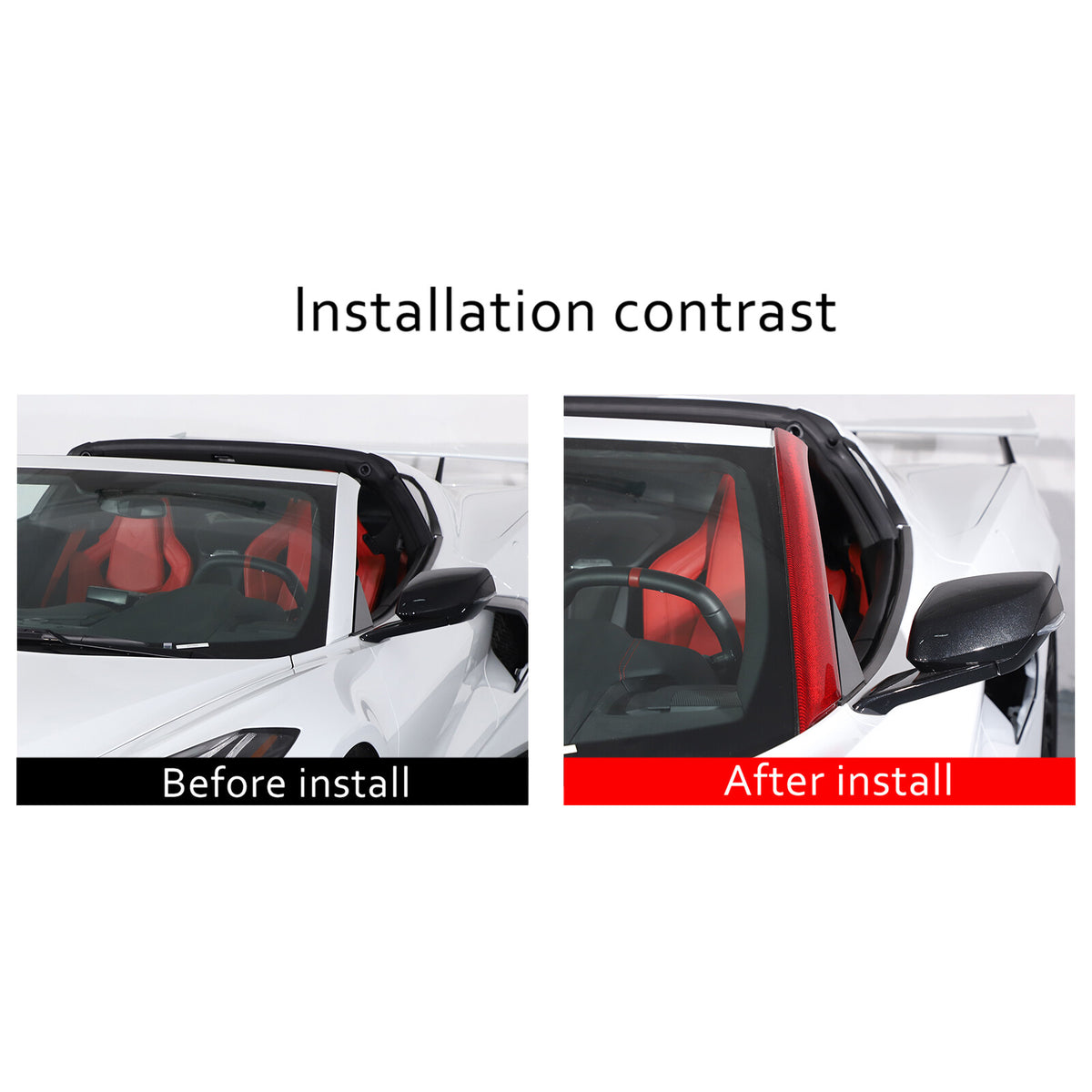 Red Carbon Fiber Exterior A-pillar Trim Cover Fits For Corvette C8 2020-2026 6