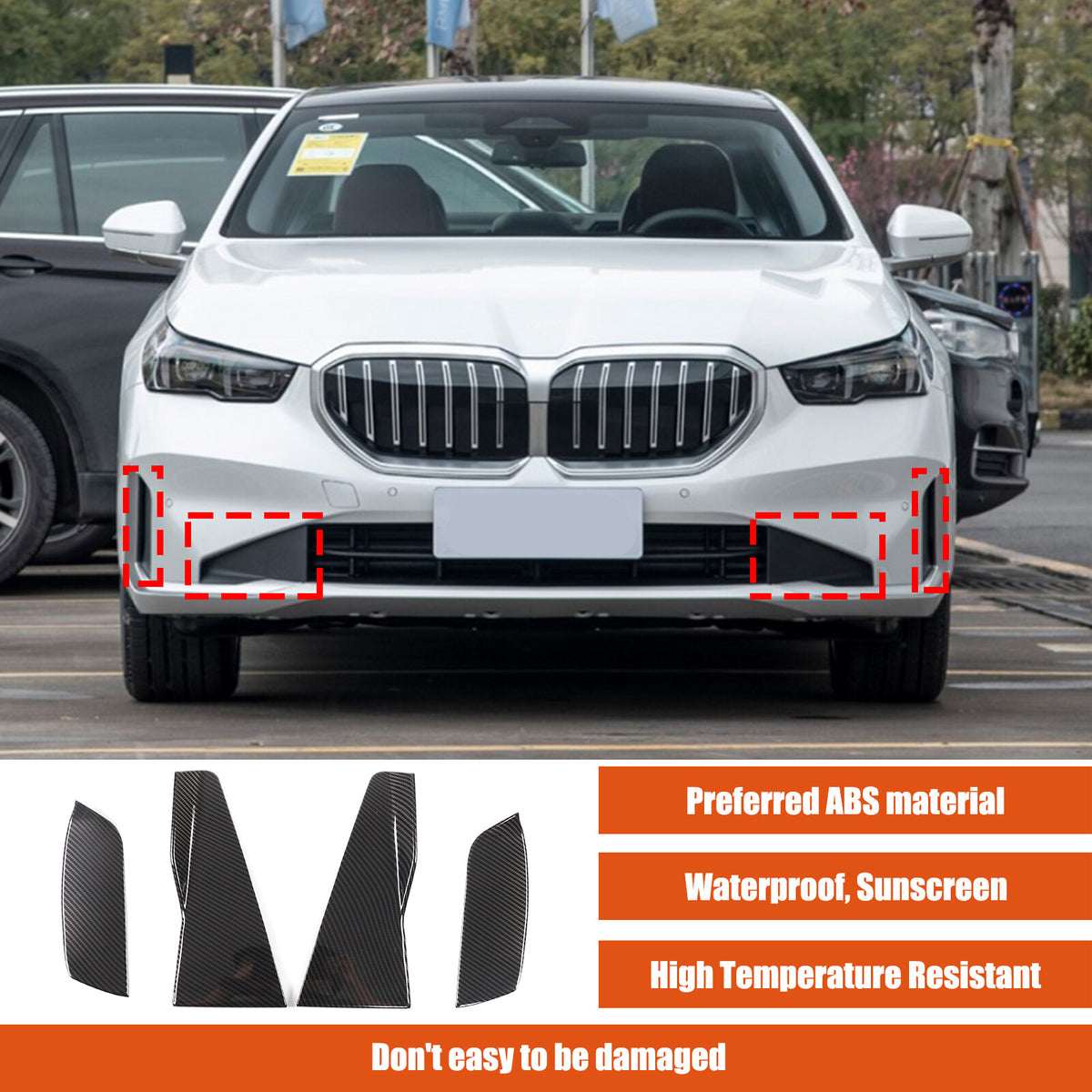 ABS Carbon Fiber Front Side Vent Fender Cover Trim For BMW 5 Series G60 i5 2024+ 4