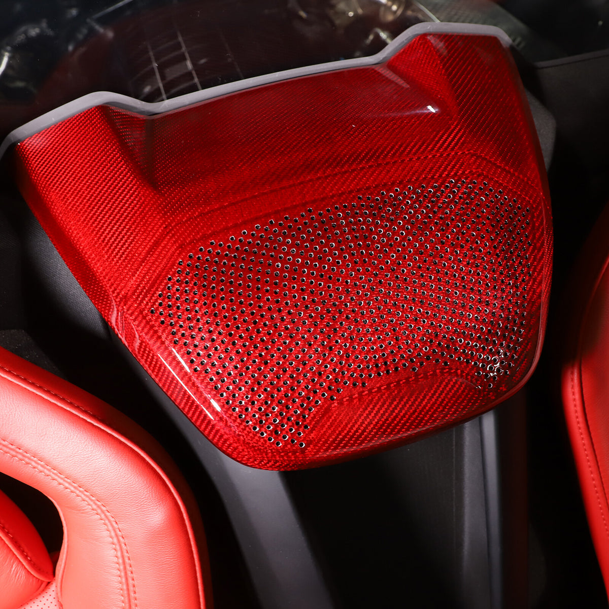 Red Real Carbon Rear Speaker Cover Trim For Corvette C8 Coupe Z06 Z51 1LT 20-26 16