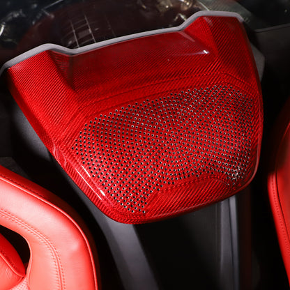Red Real Carbon Rear Speaker Cover Trim For Corvette C8 Coupe Z06 Z51 1LT 20-26 16