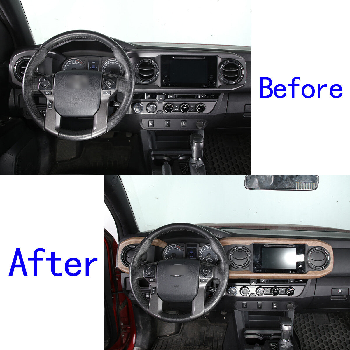 Wood Grain Interior Center Console Cover Trim For Toyota Tacoma 2016-2023 11