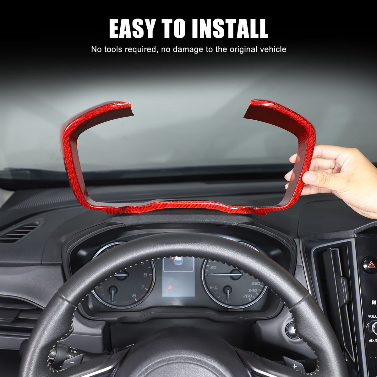 Red Real Carbon Fiber Center Dashboard Trim For Subaru Crosstrek 24+ 20