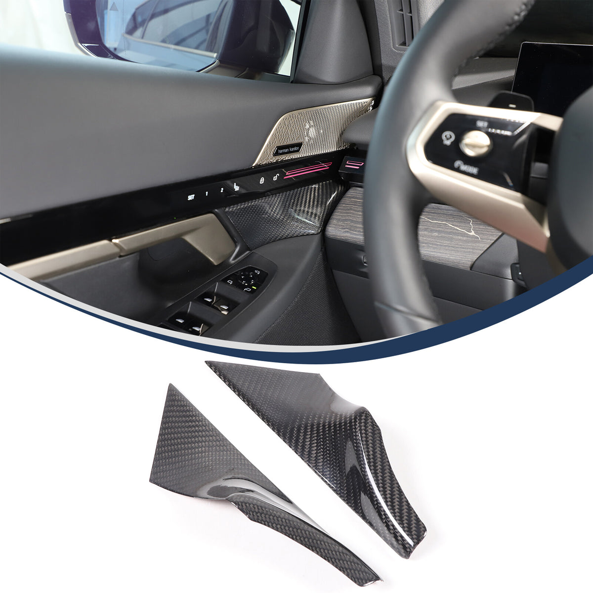 Real Carbon Fiber Interior Door Handle Cover Trim For BMW 5 Series G60 i5 2024+ 11