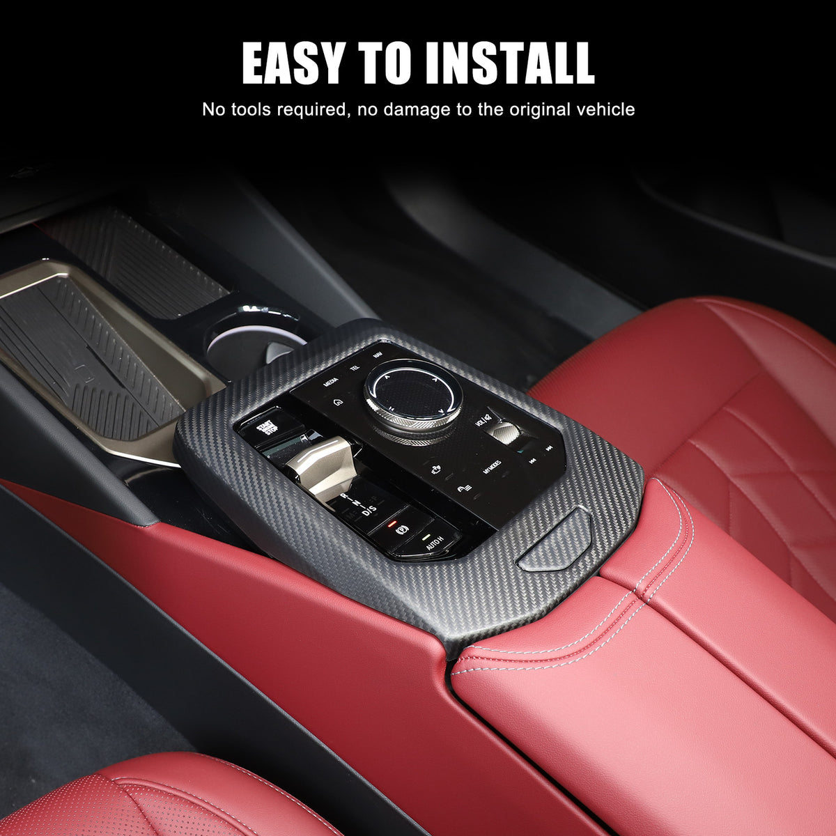 Matte Carbon Fiber Console Gear Panel Trim Cover For BMW 5 Series G60 i5 2024+ 14