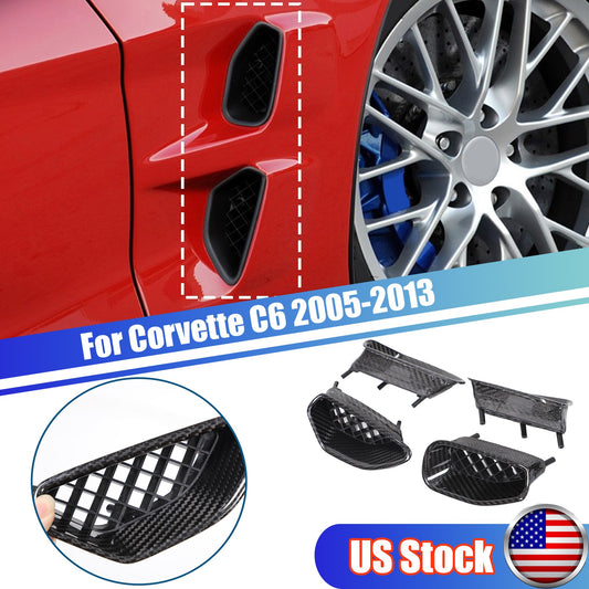 Real Dry Carbon Fiber Side Air Outlet Fender Trim For Corvette C6 ZR1 2009-2013 1